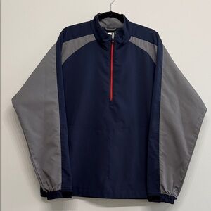 FootJoy Men’s Navy Blue and Gray Windbreaker Ref 1/2 Zip Pullover Jacket Size L